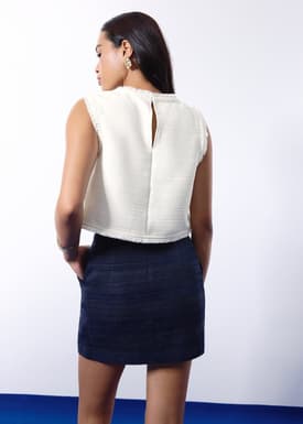 Maxine Jacquard Tweed Sleeveless Boxy Shell Top