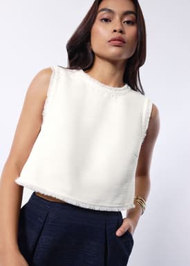 Maxine Jacquard Tweed Sleeveless Boxy Shell Top