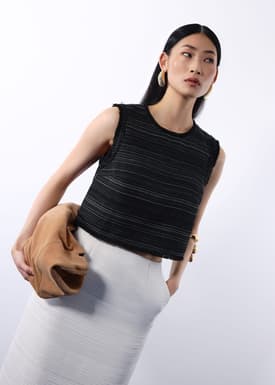 Maxine Jacquard Tweed Sleeveless Boxy Shell Top