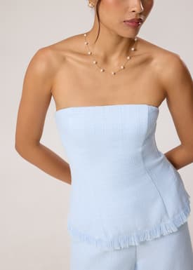 BraFree by LB Lia Tweed Tube Peplum Top