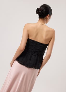 BraFree by LB Lia Tweed Tube Peplum Top