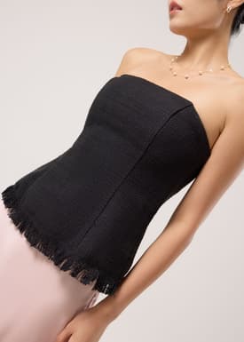 BraFree by LB Lia Tweed Tube Peplum Top