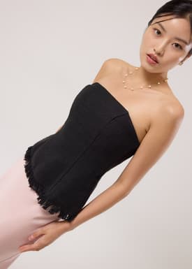 Lia Padded Tweed Tube Peplum Top