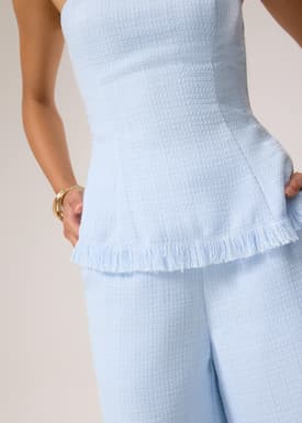 BraFree by LB Lia Tweed Tube Peplum Top