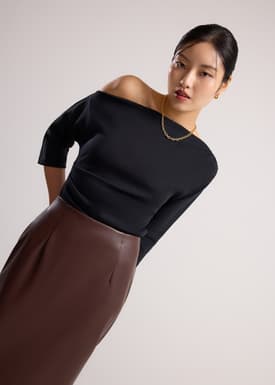 Juno Tencel Asymmetric Batwing Top