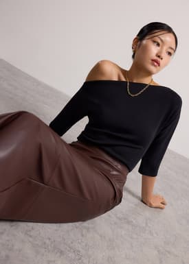 Juno Tencel Asymmetric Batwing Top