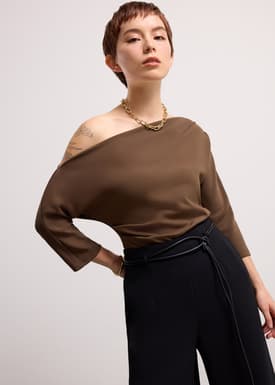 Juno Tencel Asymmetric Batwing Top