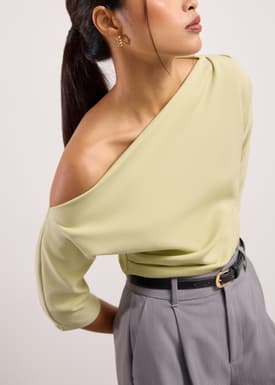 Juno Tencel Asymmetric Batwing Top