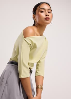 Juno Tencel Asymmetric Batwing Top