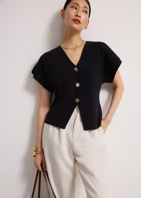 Amrita Knit V-neck Drop Shoulder Top