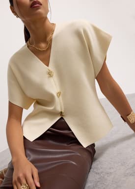 Amrita Knit V-neck Drop Shoulder Top