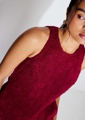 Faye Textured Asymmetric Hem Round Neck Top