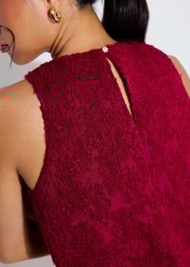 Faye Textured Asymmetric Hem Round Neck Top