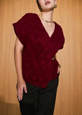 Sonam Textured V-neck Drop Sleeve Top