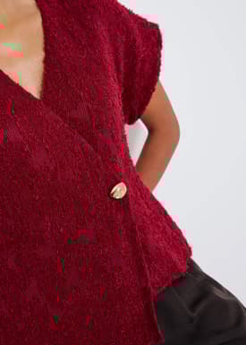 Sonam Textured V-neck Drop Sleeve Top