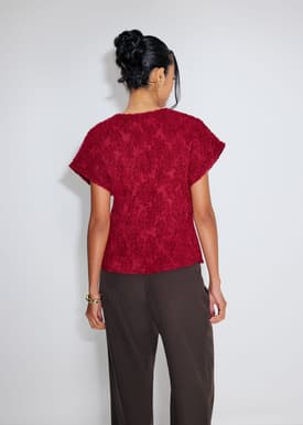 Sonam Textured V-neck Drop Sleeve Top