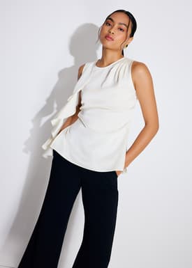 Tanya Ruffle Sash Satin Tunic Top