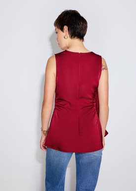 Tanya Ruffle Sash Satin Tunic Top
