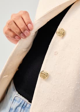 Isa Shoulder Padded Tweed Round Neck Vest Top