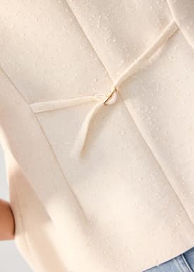 Isa Shoulder Padded Tweed Round Neck Vest Top