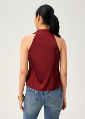 Kareena Front Wrap Satin Top