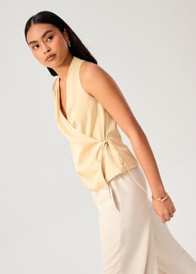 Kareena Front Wrap Satin Top
