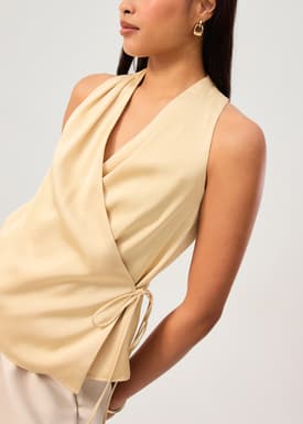 Kareena Front Wrap Satin Top