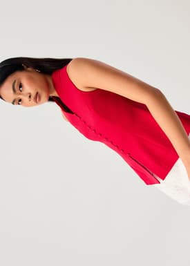 Zhen Mandarin Collar Peplum Vest Top