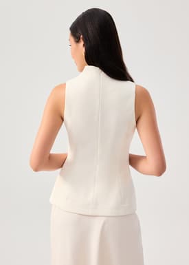 Zhen Mandarin Collar Peplum Vest Top
