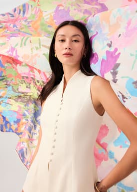 Zhen Mandarin Collar Peplum Vest Top