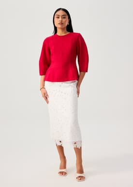 Eunice Panelled Round Neck Puff Sleeve Top