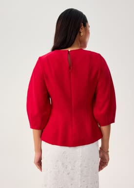 Eunice Panelled Round Neck Puff Sleeve Top