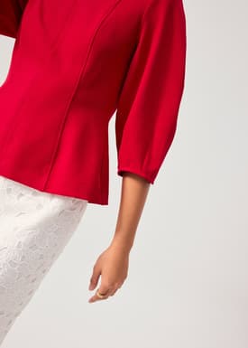 Eunice Panelled Round Neck Puff Sleeve Top