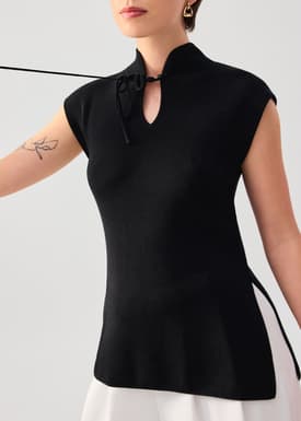Tiffy Mandarin Collar Fitted Top