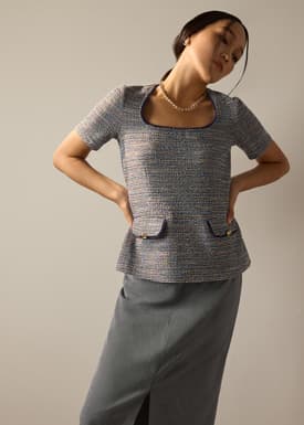 Ashna Stretch Tweed Fitted Top