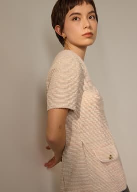 Ashna Stretch Tweed Fitted Top