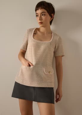 Ashna Stretch Tweed Fitted Top