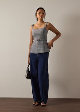 Patty BraFree by LB Stretch Tweed Fitted Top