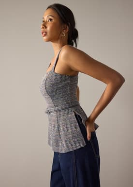 Patty BraFree by LB Stretch Tweed Fitted Top
