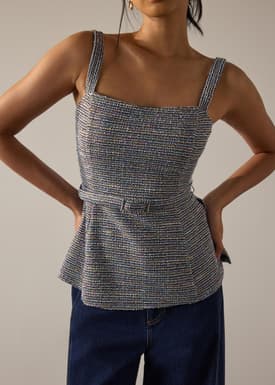 Patty BraFree by LB Stretch Tweed Fitted Top