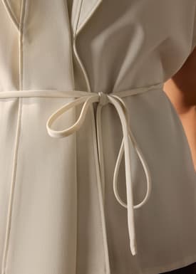 Vina Detachable Sash Melange Front Wrap Top