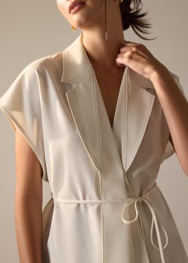 Vina Detachable Sash Melange Front Wrap Top