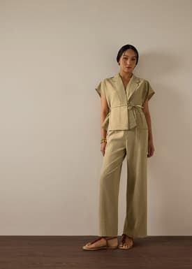 Vina Detachable Sash Melange Front Wrap Top