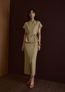 Vina Detachable Sash Melange Front Wrap Top