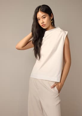 Coleen Poplin Drape Asymmetric Top