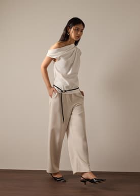 Coleen Poplin Drape Asymmetric Top