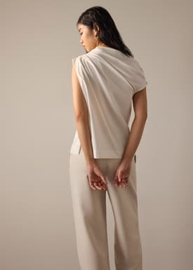 Coleen Poplin Drape Asymmetric Top