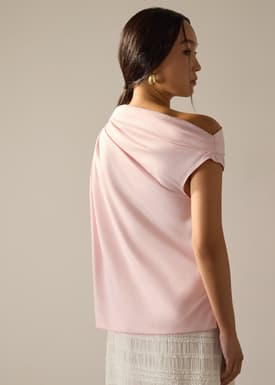 Coleen Poplin Drape Asymmetric Top