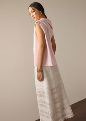 Coleen Poplin Drape Asymmetric Top