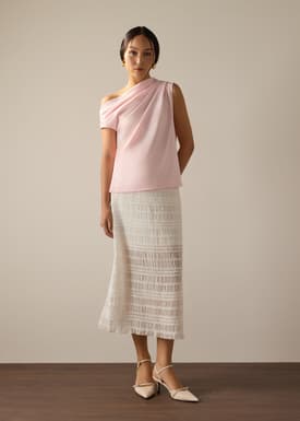 Coleen Poplin Drape Asymmetric Top